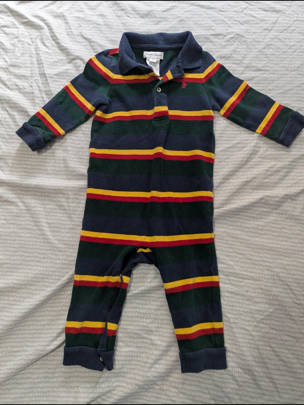 Vintage Ralph Lauren Striped One-Piece Infant Baby 9M Months *C17